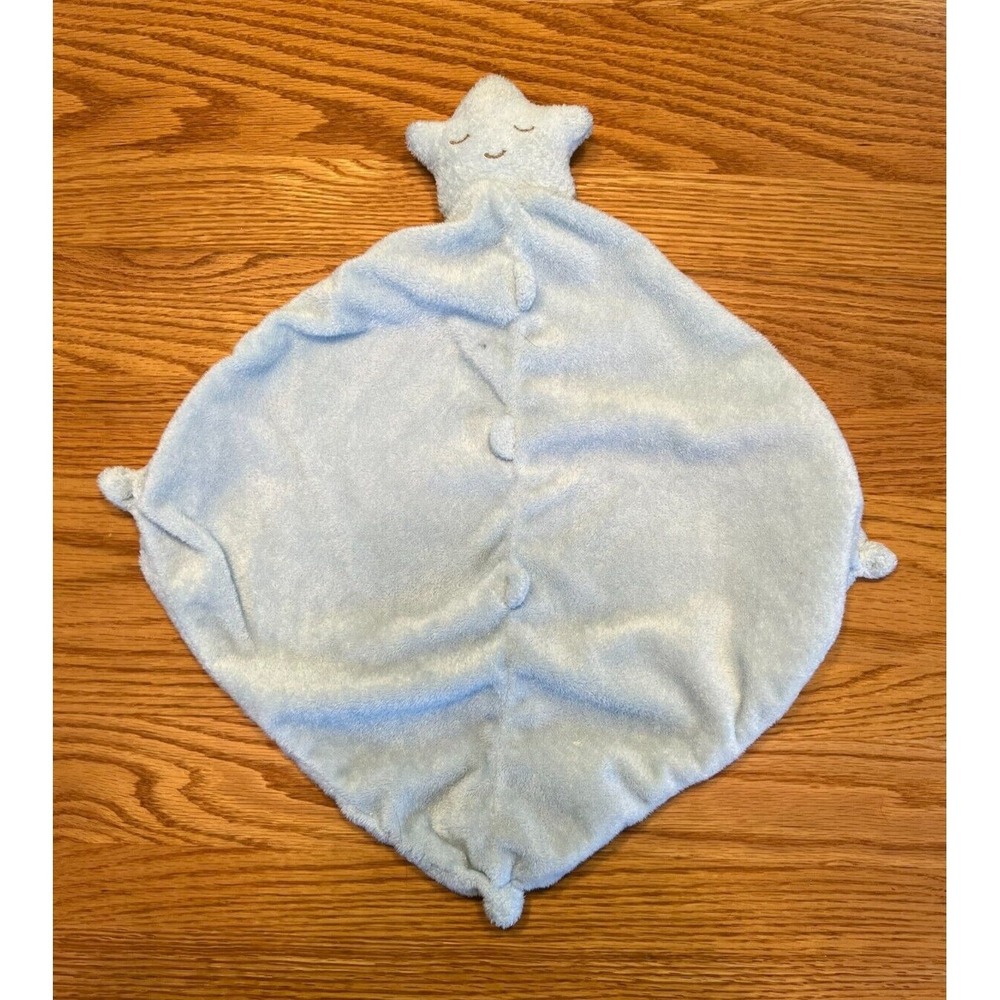 Angel Dear Sleeping Star Lovey Lovie Plush Security Blanket Light Blue Knotted